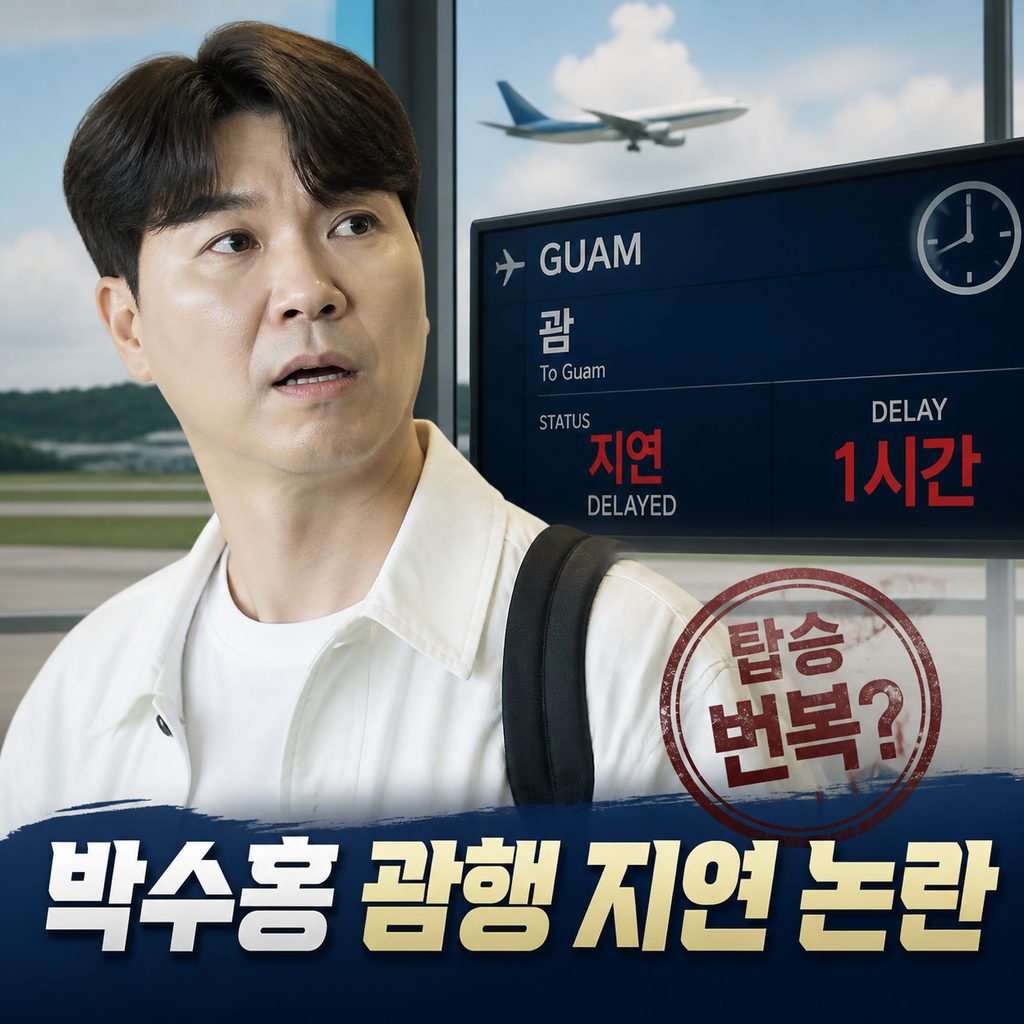 박수홍 괌행 비행기 1시간 지연 논란