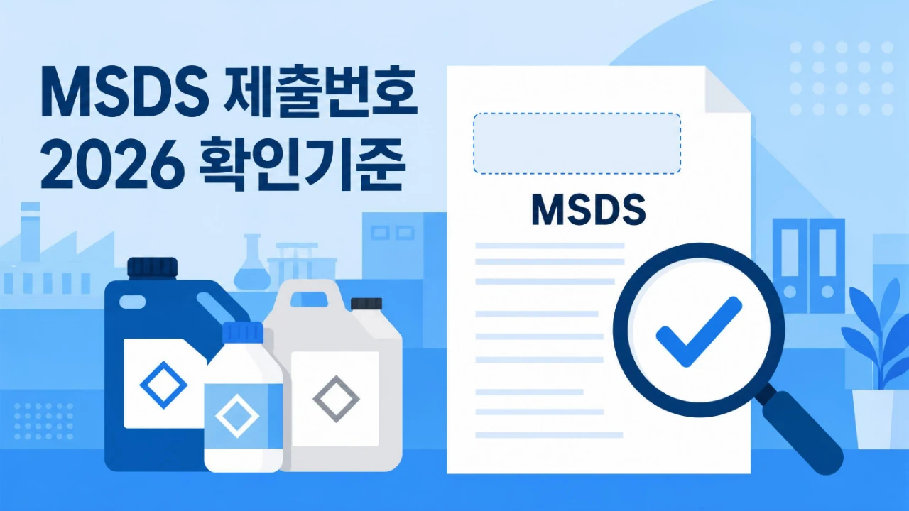 2026년 MSDS 제출번호 확인방법과 제출번호가 없을 때의 처리 기준을 설명하는 대표 이미지