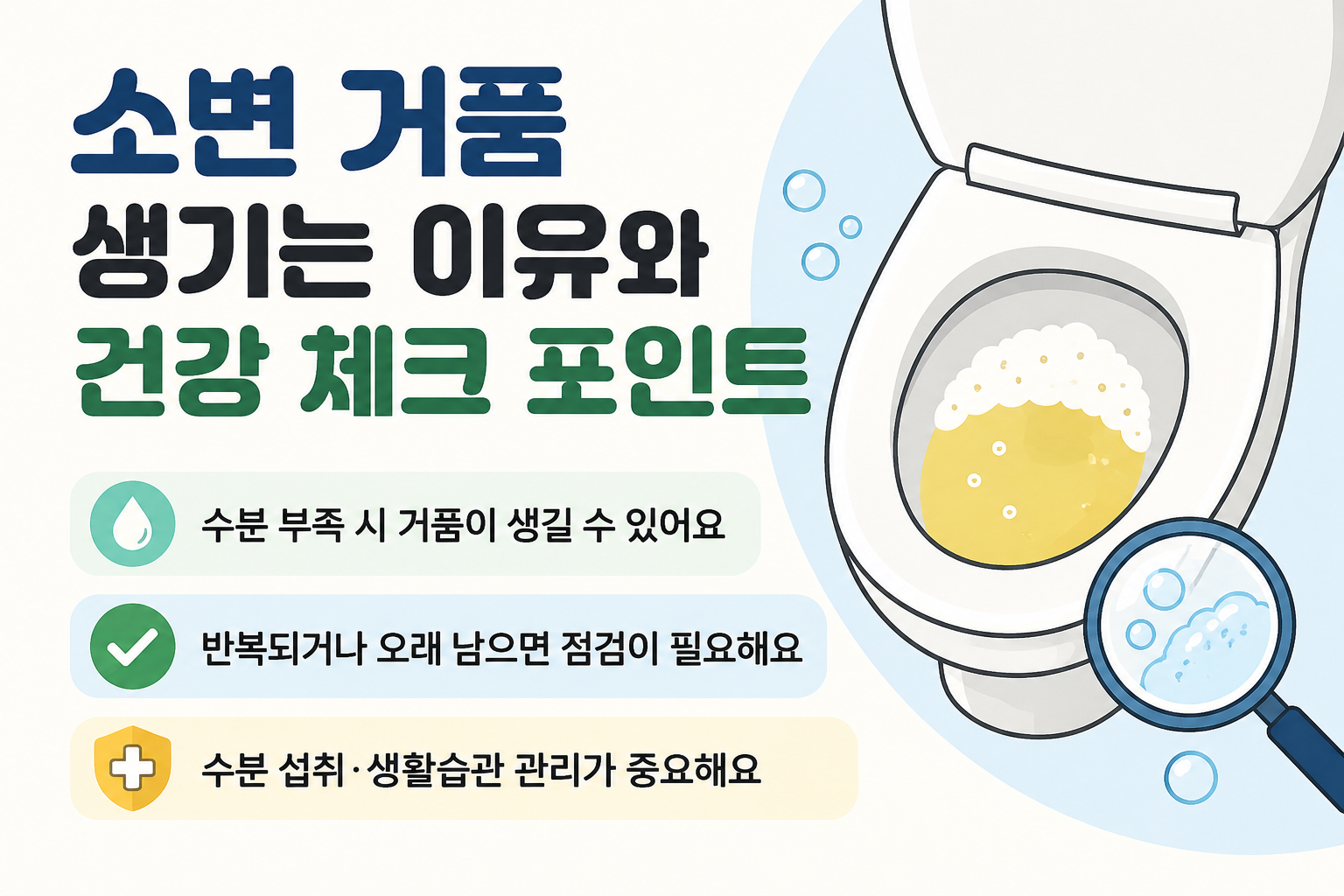 소변 거품 생기는 이유와 건강 체크 포인트 -사진-