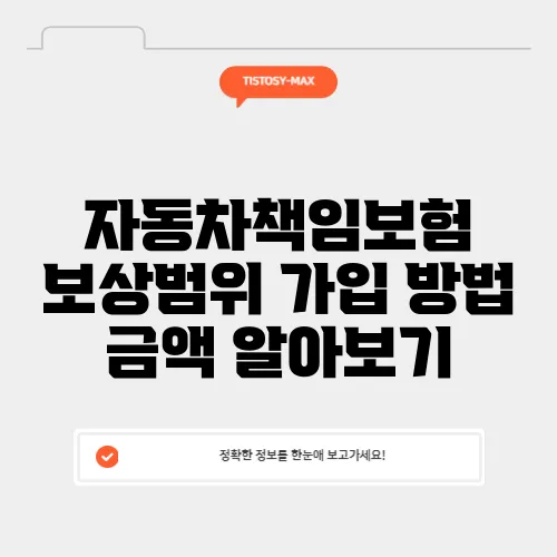 자동차책임보험 보상범위 가입 방법 금액 알아보기