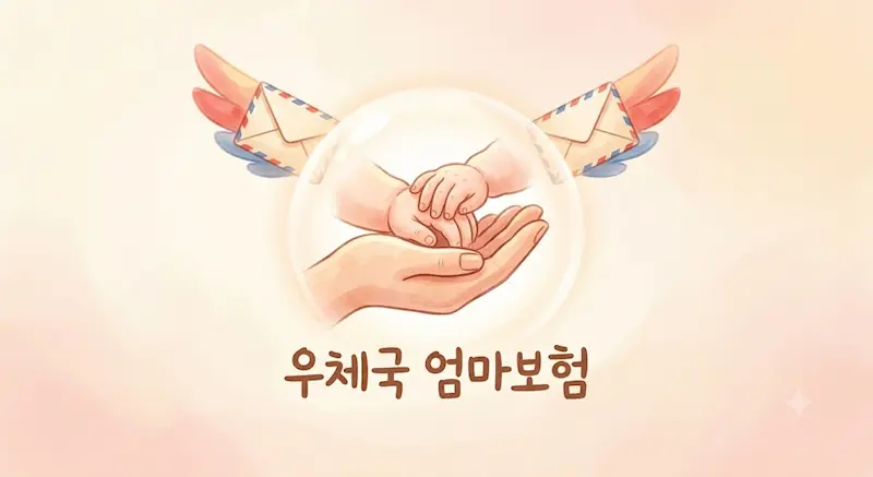 임산부 혜택 공익 복지 제도를 설명하는 우체국 엄마보험 일러스트 그림
