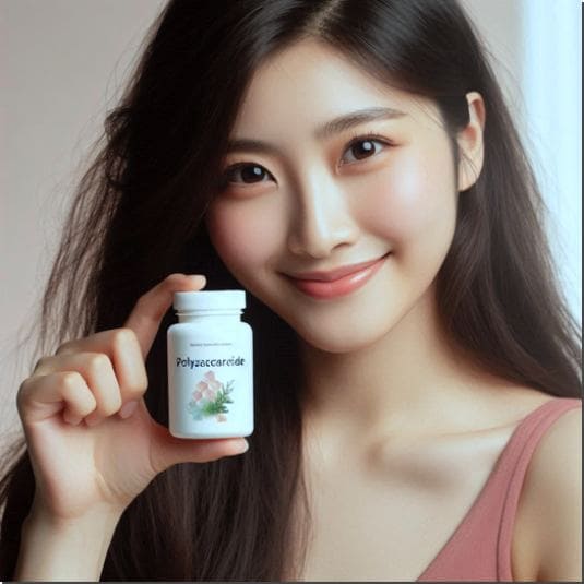 다당류 섭취량과 부작용, 다당류 보충제를 들어 보이는 여성