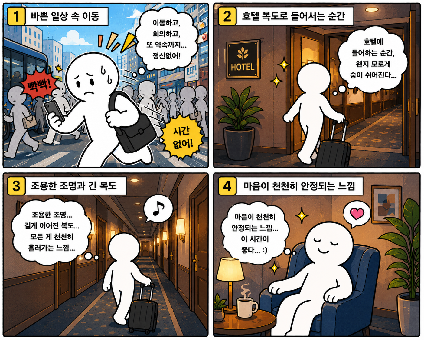 호텔 복도의 안정감