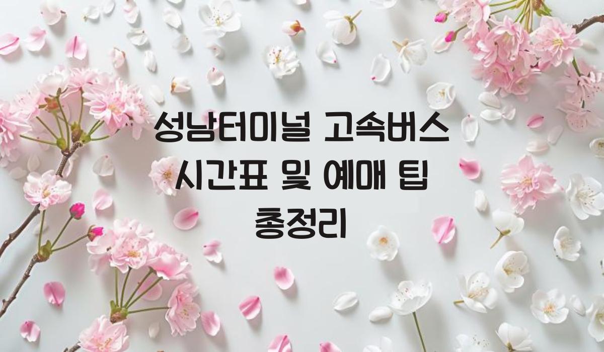 성남터미널 고속버스 시간