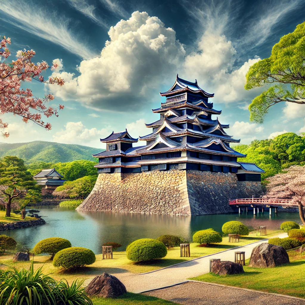 오카야마성 전경을 담은 고품질 사진