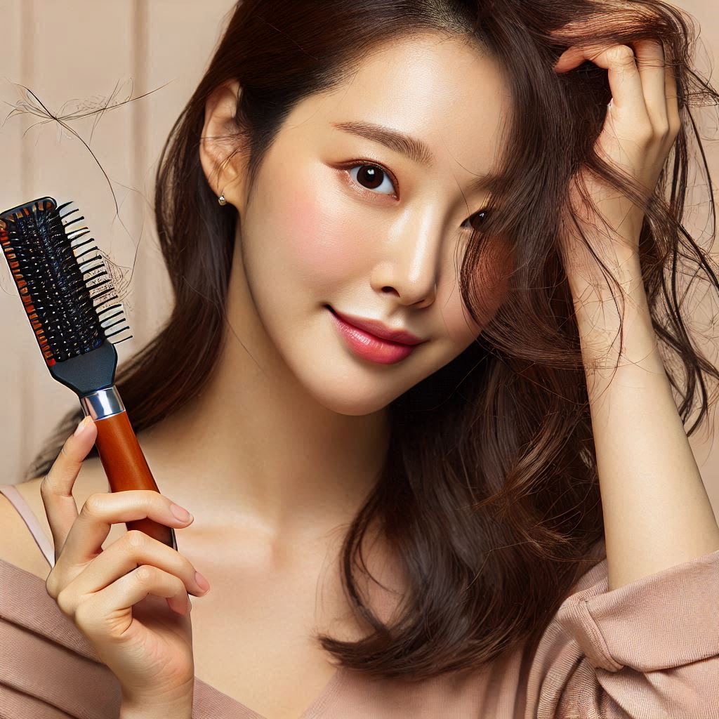 탈모 스트레스 받는 한국여성 / 빙으로 제작.