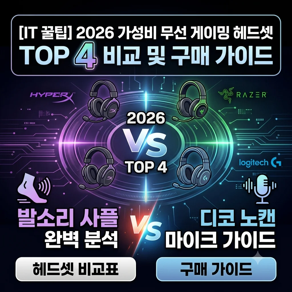 2026 가성비 무선 게이밍 헤드셋 추천 TOP 4 하이퍼엑스 클라우드3 레이저 블랙샤크 V2 Pro 로지텍 G PRO X 2 G435 비교 대표 썸네일