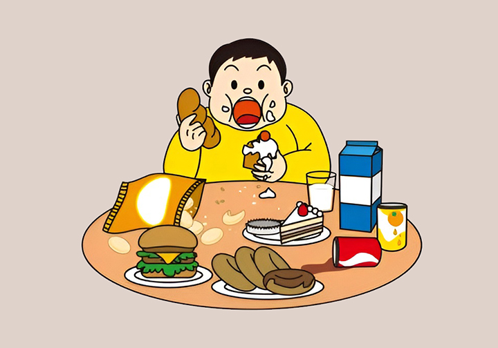 과식을-하는-비만-남성