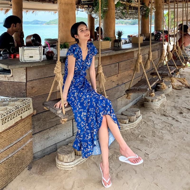 발리비키 오션플라워 반팔 원피스