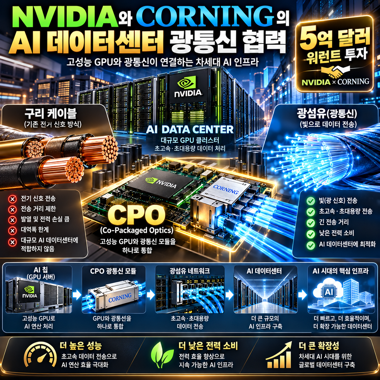 엔비디아 코닝 협력과 AI 데이터센터 광통신 CPO 이미지