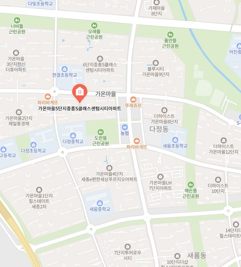 [세종시 다정동] 가온마을5단지아파트 위치 지도