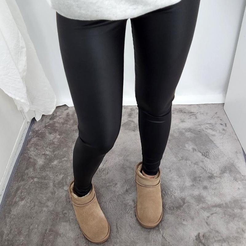 코팅 레깅스 기모 정전기없는 무광 스판 가죽 레깅스 빅사이즈