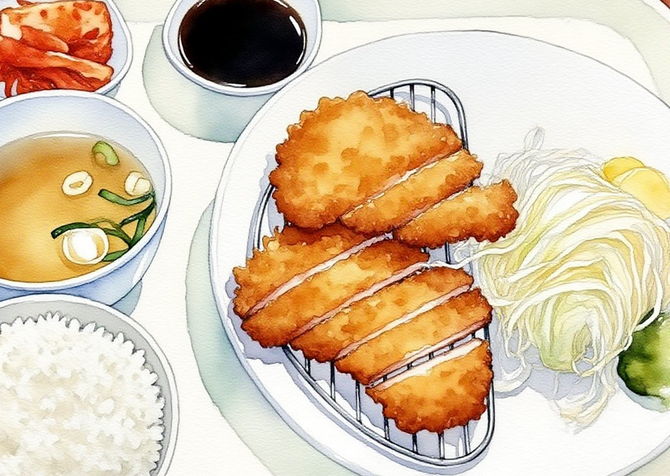 영천사과 소스를 곁들인 평사휴게소 애플수제등심돈가스 정식