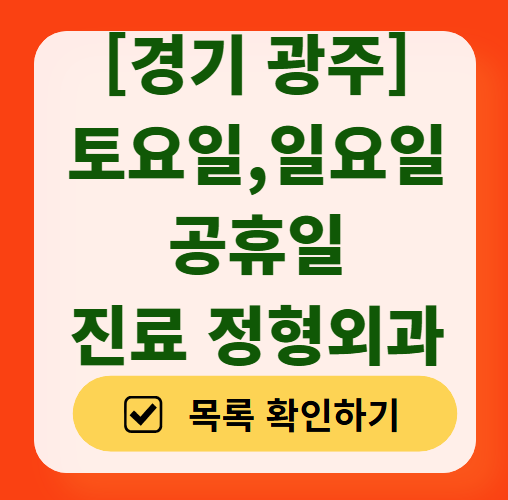 경기 광주시 주말(토요일·일요일) 진료 정형외과 병원 안내 ❘ 공휴일 영업 목록