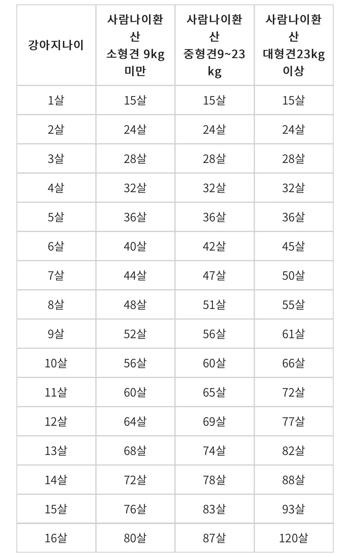 강아지 나이 환산법 가이드 실제 나이 확인 방법_7