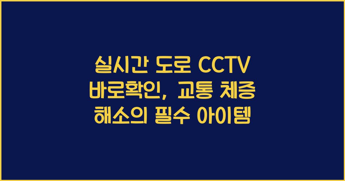 실시간 도로 cctv 바로확인