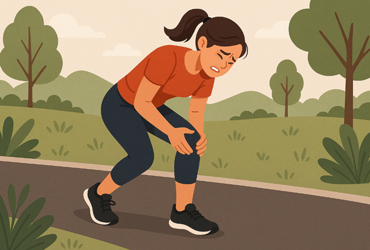 무릎을 통증을 느끼는 남자