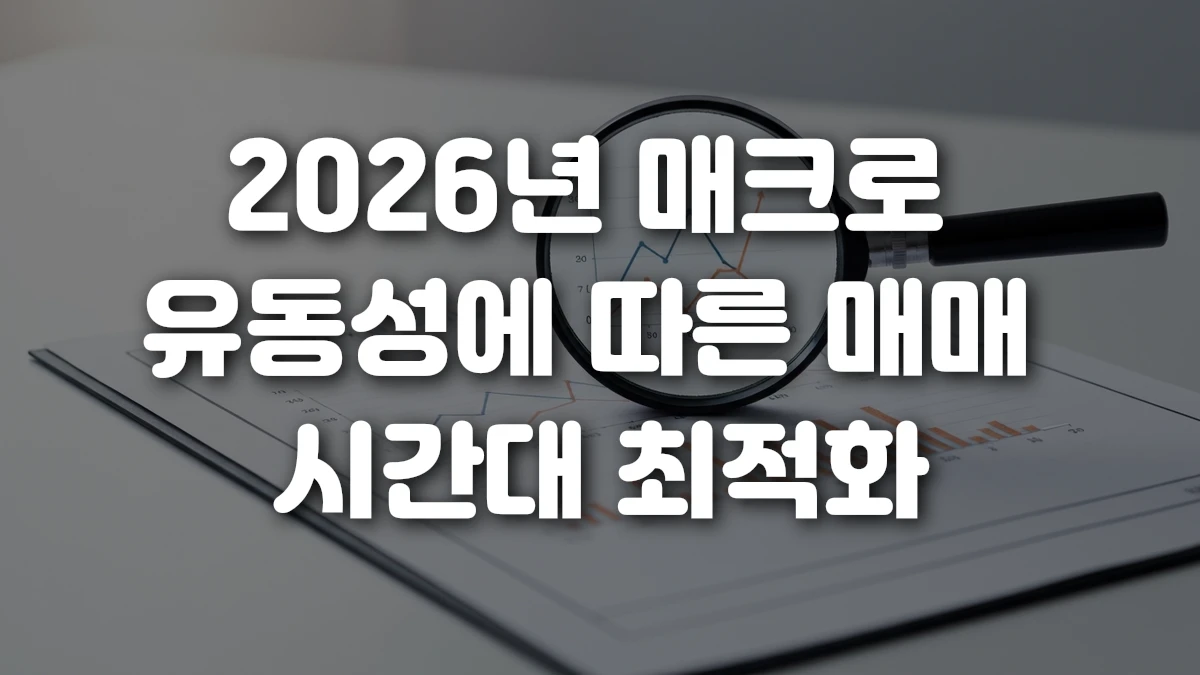 2026년 매크로 유동성에 따른 매매 시간대 최적화