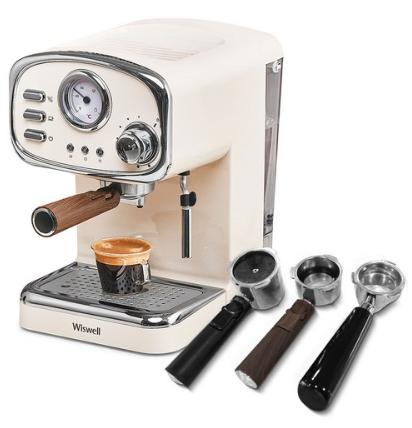 위즈웰 에스프레소 반자동 커피머신 + 필터 3종, WC5013Y(옐로우베이지)