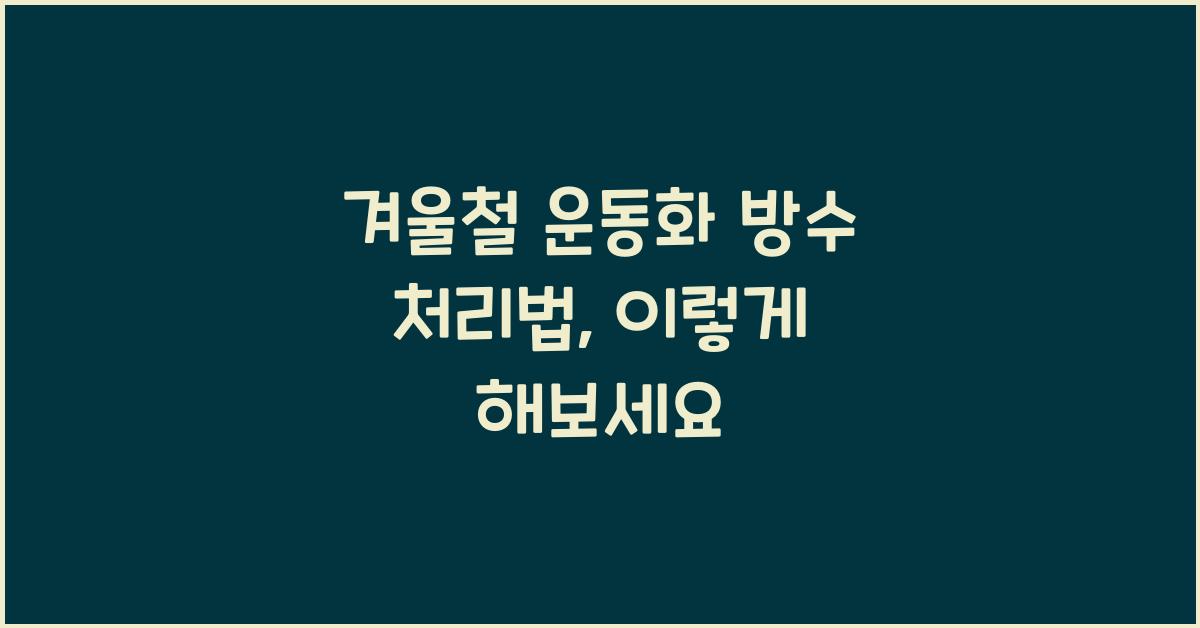 겨울철 운동화 방수 처리법
