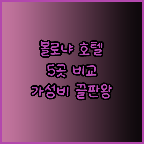 볼로냐 호텔 5곳 비교분석 가성비와