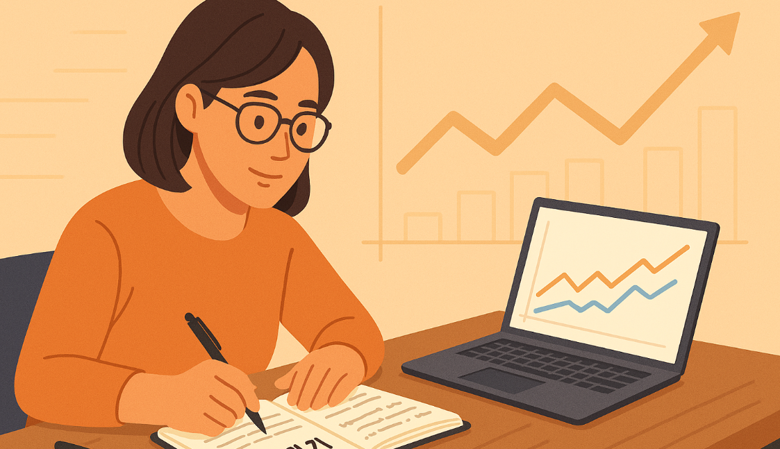 투자일기를 작성하는 투자자