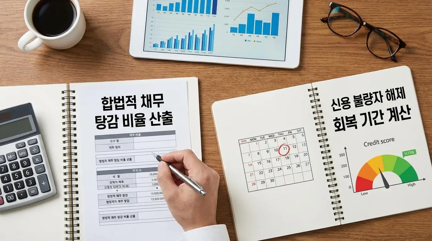 합법적 채무 탕감 비율 산출 및 신용 불량자 해제 회복 기간 계산