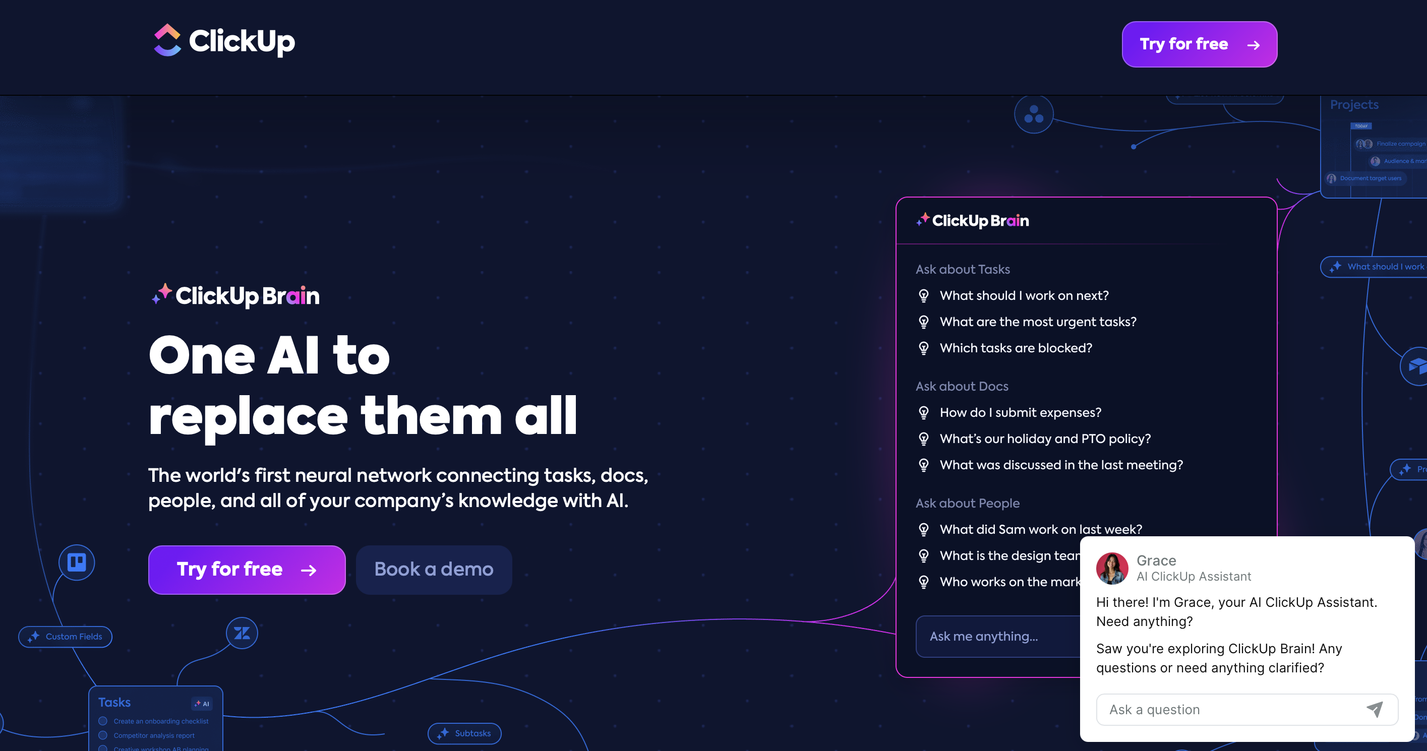 ClickUp 홈페이지 메인