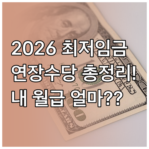 2026년 최저시급 기준 연장수당 단..