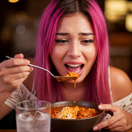 매운 음식 먹은 여성