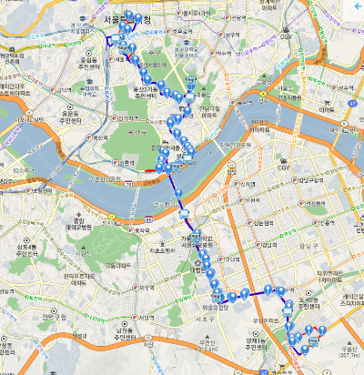 405번 버스 노선도