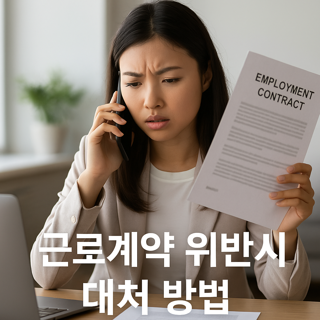 근로계약 위반 문제로 전화 상담 중인 여성의 진지한 모습