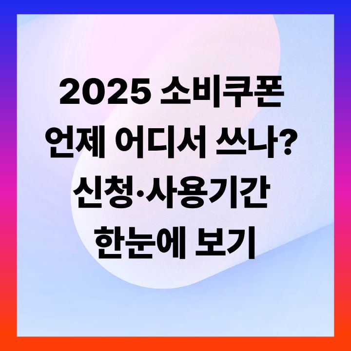 2025 소비쿠폰 언제 어디서 쓰나? 신청·사용기간 한눈에 보기