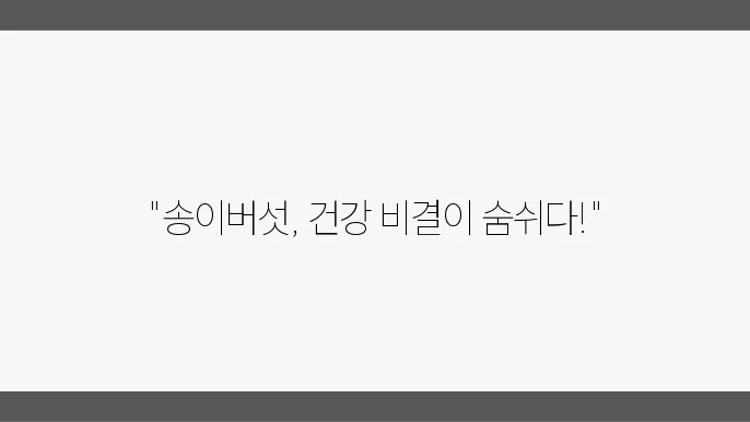 가을철 보양식 송이버섯, 효능과 섭취 시 주의점