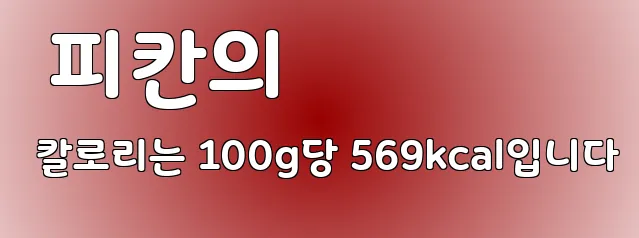  피칸의 칼로리는 100g당 569kcal입니다