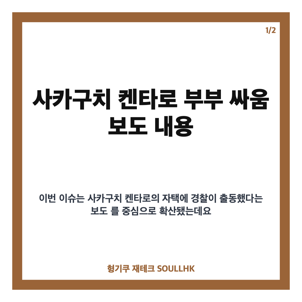 사카구치 켄타로 부부 싸움, 결혼 발표 후 자택 경찰 출동 보도 정리 카드뉴스 1
