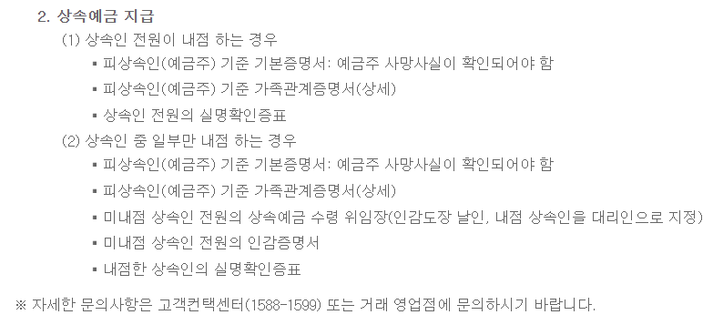 상속예금 지급