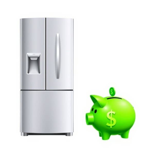 은색 냉장고와 저금통이 있습니다.