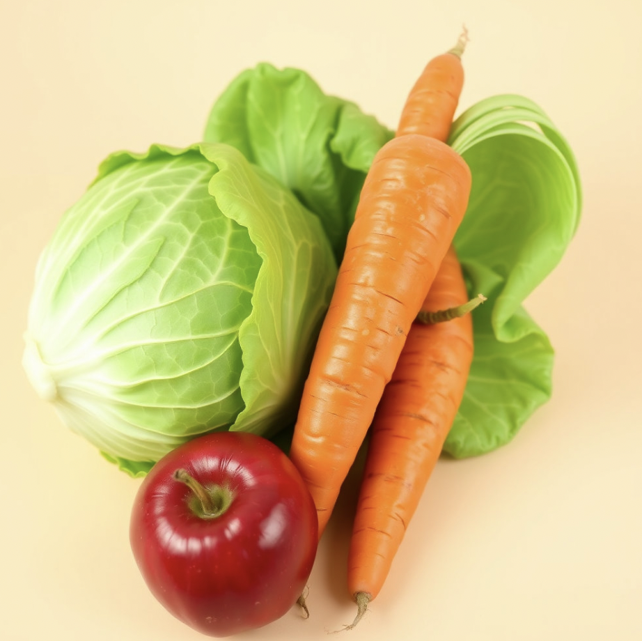 양배추, 당근, 사과 사진