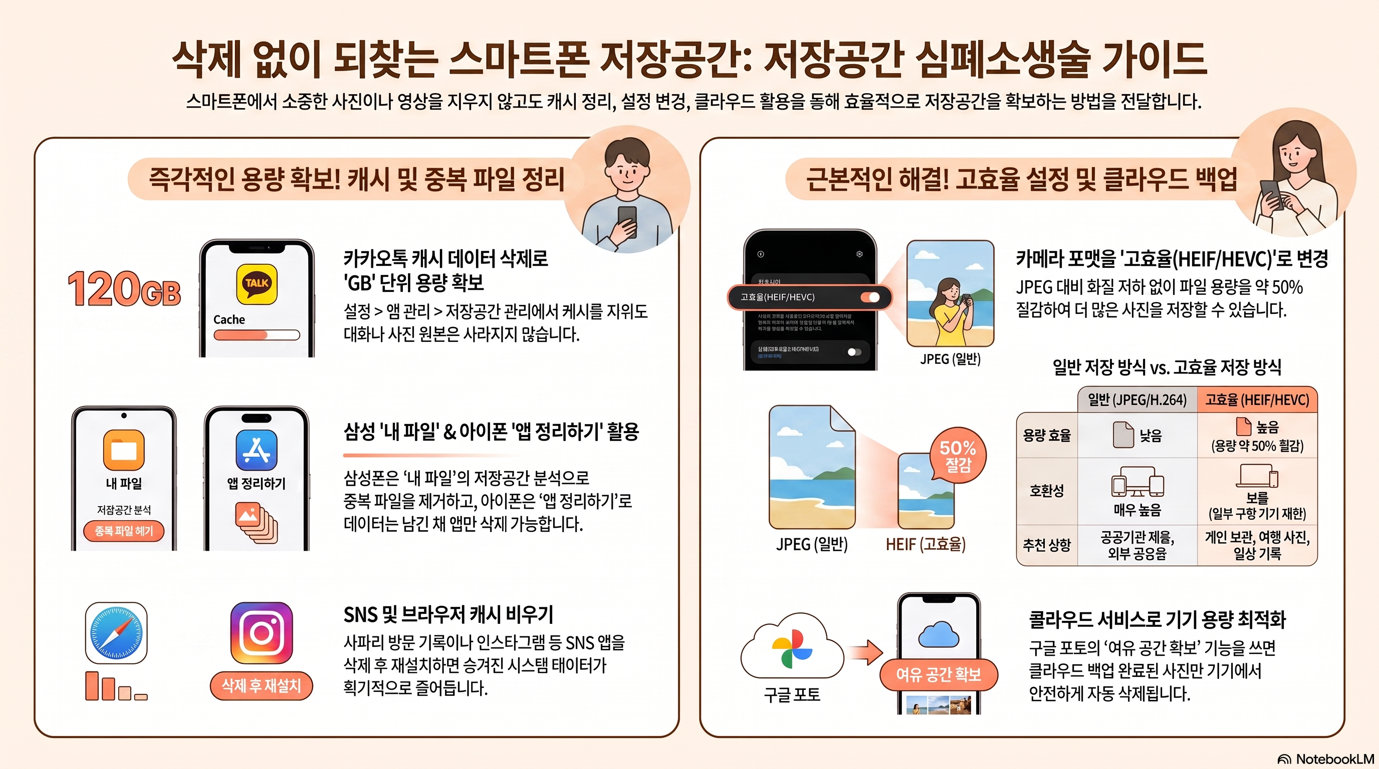 스마트폰 저장공간 부족 해결 캐시 클라우드 갤럭시 아이폰