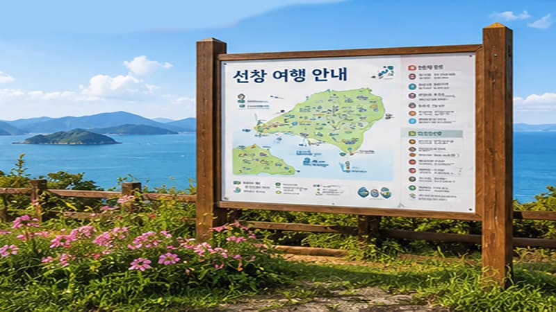 <img src="seonchang-travel-guide.jpg" alt="해안가 선창 여행을 즐기는 관광객들">