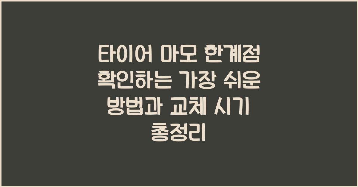 타이어 마모 한계점 확인하는 가장 쉬운 방법