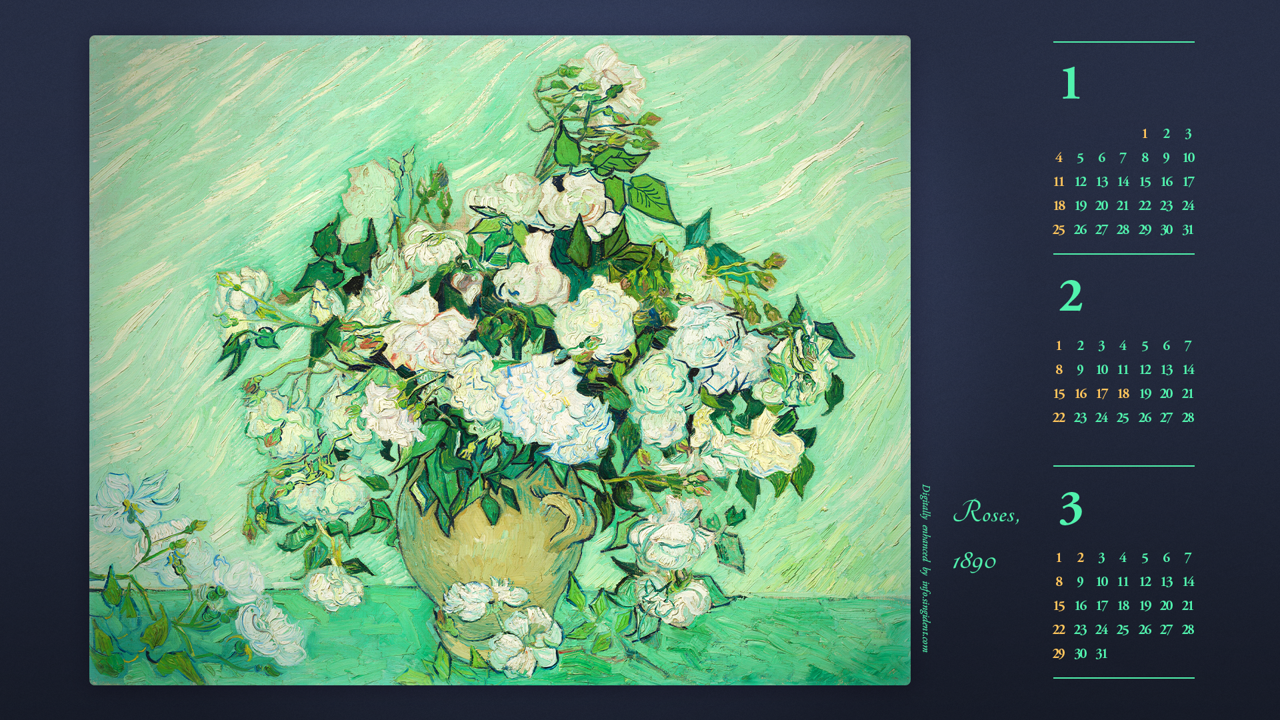 04 고흐 장미 B - 2026년2월 달력배경화면