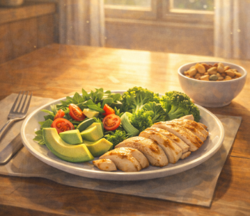 탄수화물을 줄인 식사가 놓여있는 장면