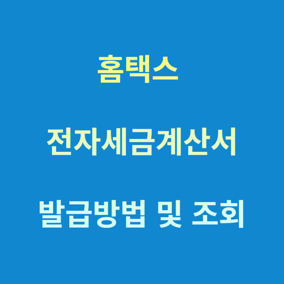 홈택스 전자세금계산서 발행방법 및 조회