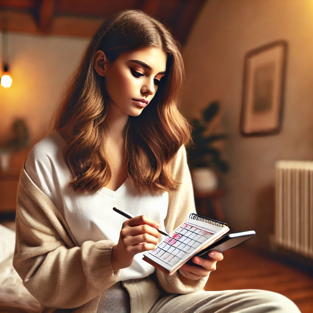 배란일 달력 체크하는 여자