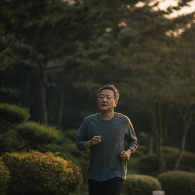 퇴근 후 조깅하는 노인