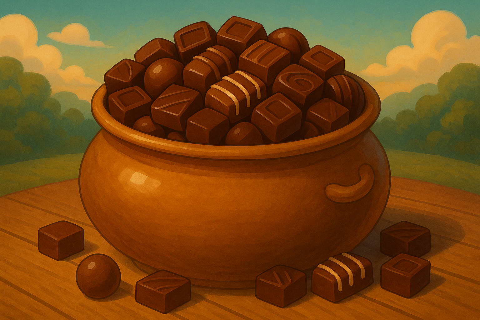 초콜릿이 잔뜩 들어있는 항아리