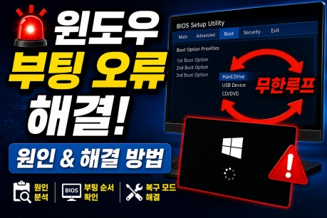 윈도우 부팅 오류 해결 (BIOS 무한루프 원인)