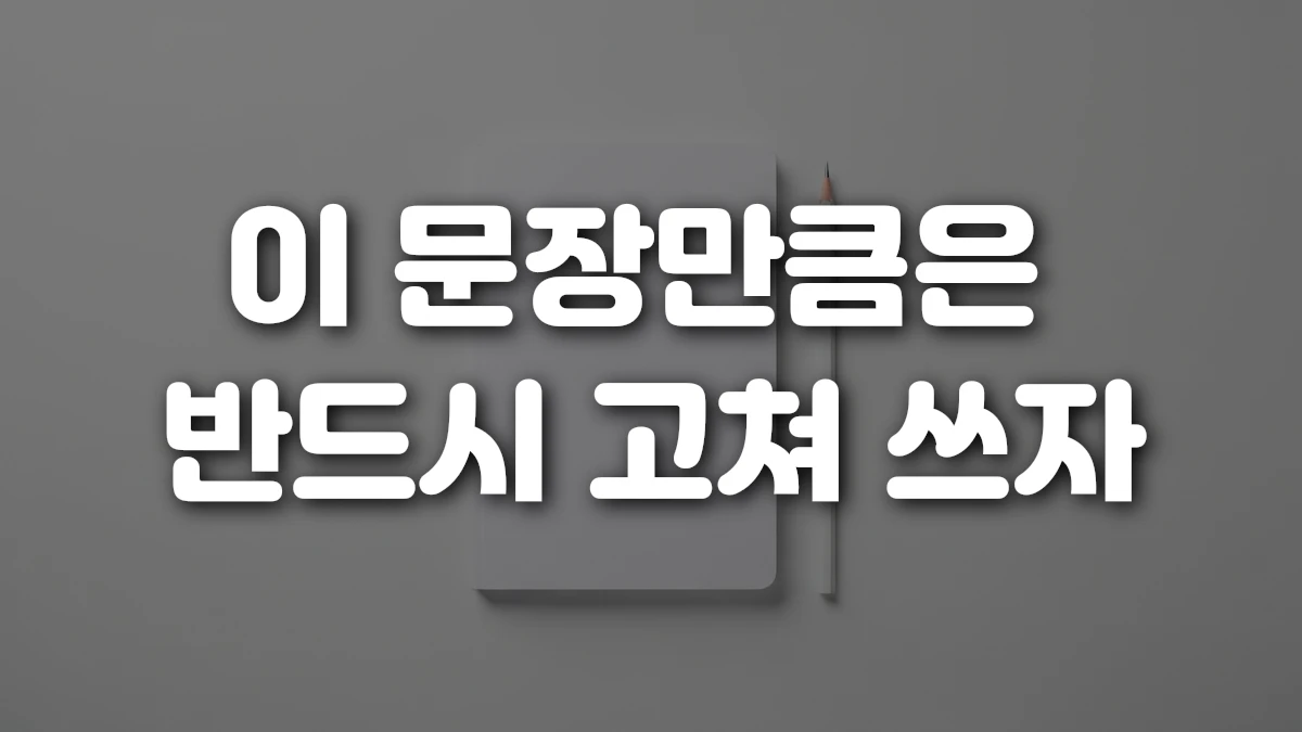 이 문장만큼은 반드시 고쳐 쓰자